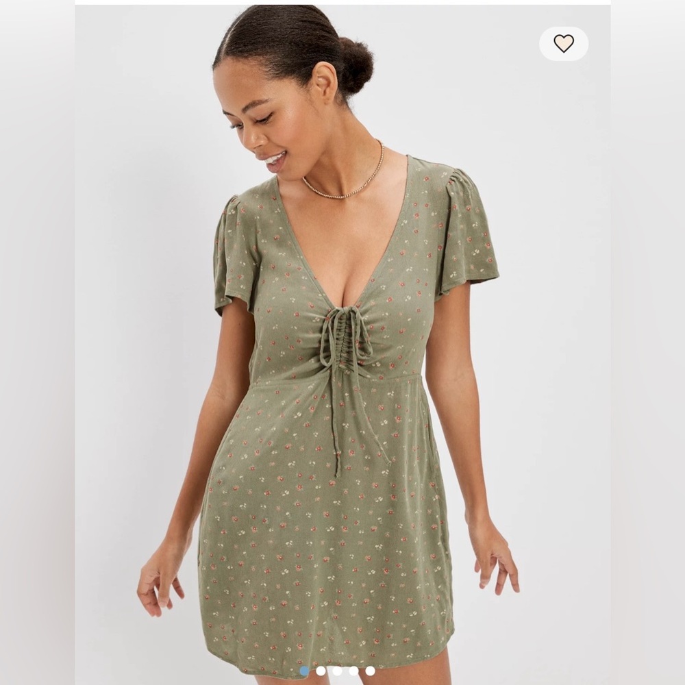 AE American Eagle Floral Cinched Front Mini Dress XL